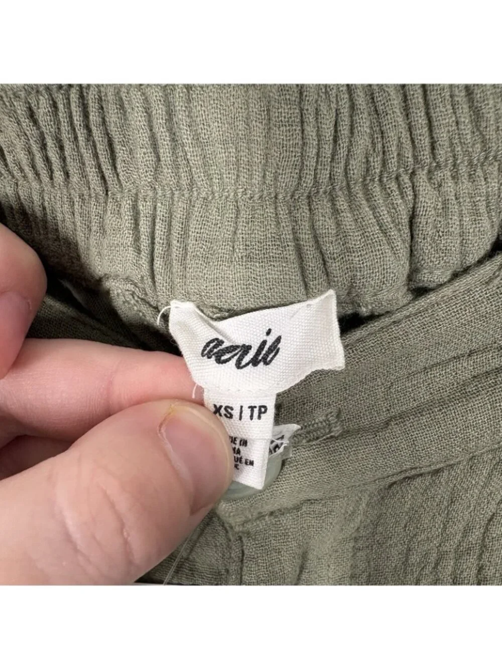 Aerie Women XS Olive Green Cotton Gauze Pleated Daybreak Trouser Shorts NWT - Picture 10 of 12